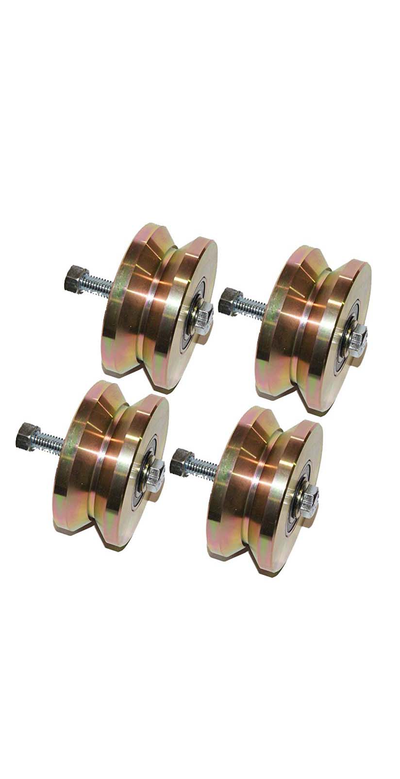 [4-pack] 4" V Groove Wheel with Double Bearing Sliding Gate 3000 Lbs Roller Slide + Screw