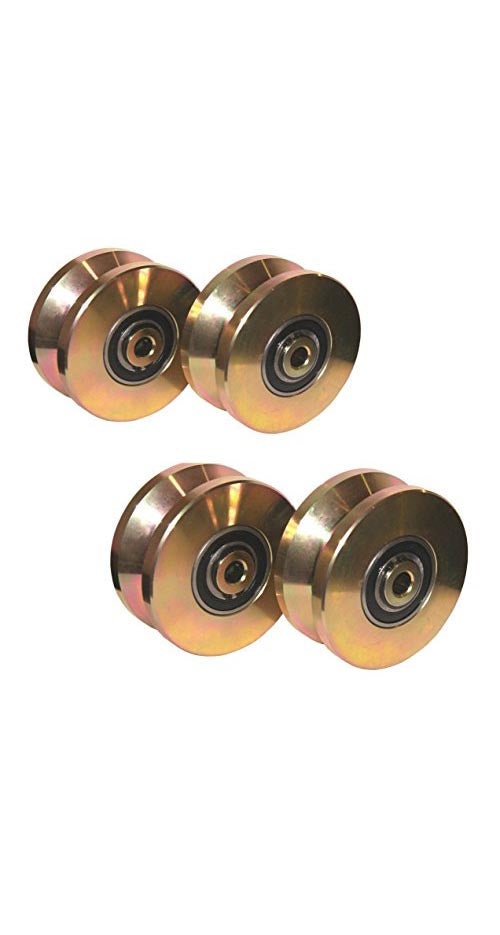 [4-pack] 4" V Groove Wheel with Double Bearing Sliding Gate 3000 Lbs Roller Slide + Screw