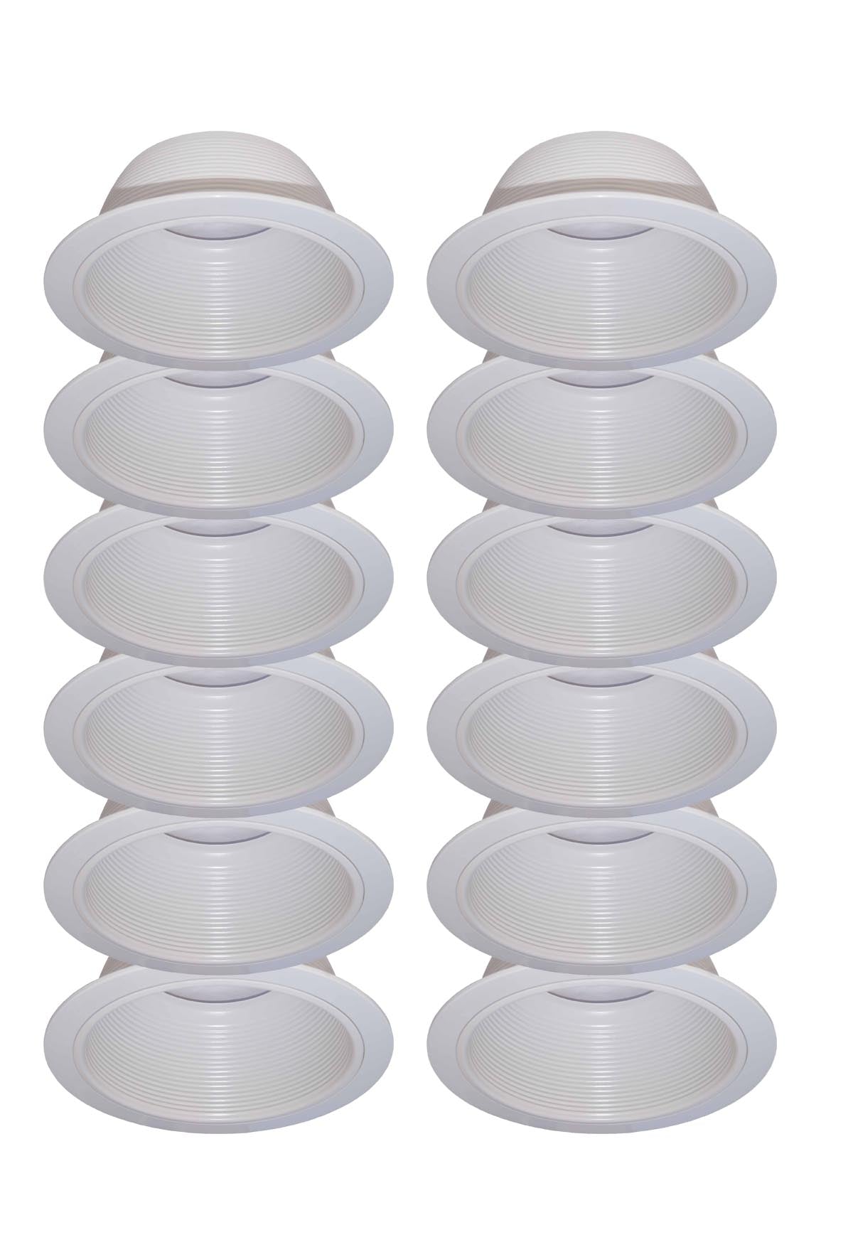 [12-Pack] 6 Inch Recessed Light Trim, Step Baffle with Detachable Ring, Fit Halo/Juno Recessed Housing-White