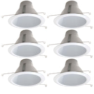 [6-pack] 6 Inch Recessed Can Light Trim, Air Tight Baffle Trim, IC-Rated Anti-Glare 6 Inch Can Light Trim, Self-Flanged Recessed Light Trim, White