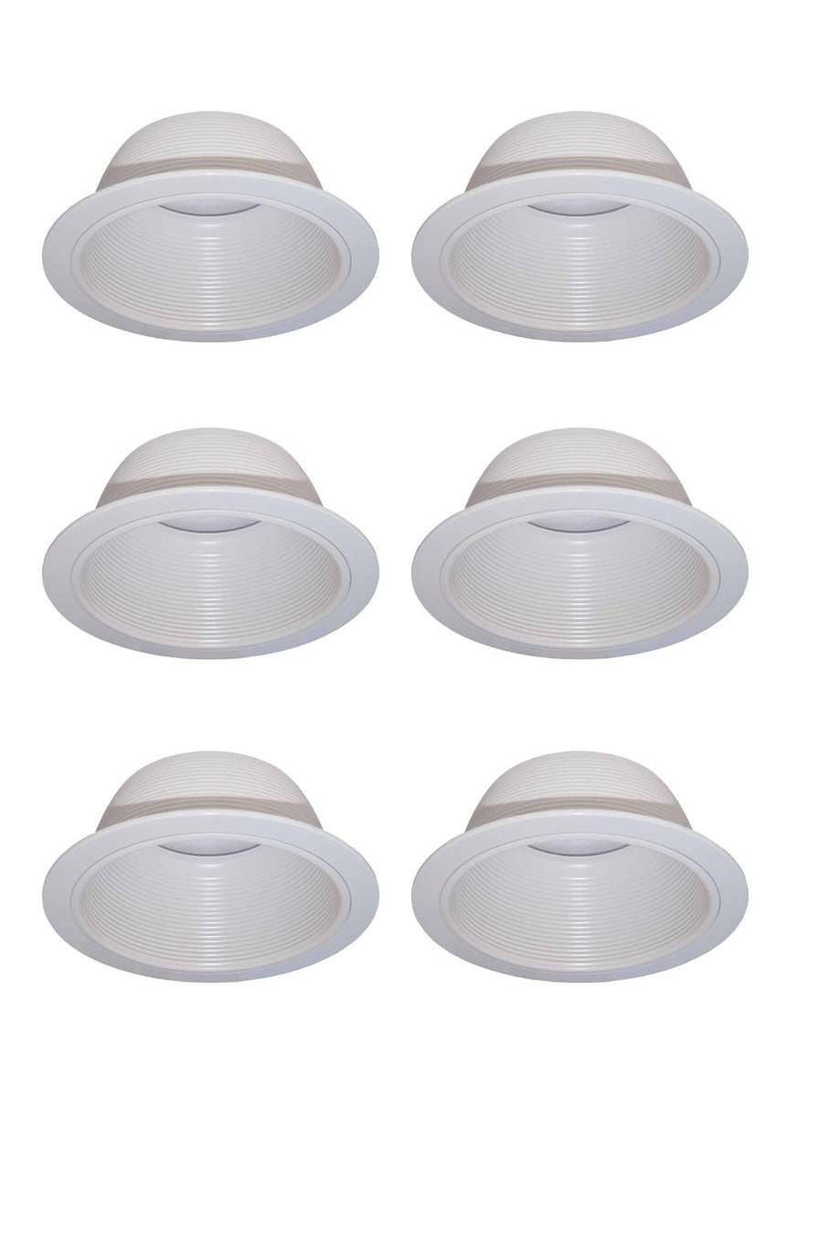 [6-Pack] 6 Inch Recessed Light Trim, Step Baffle with Detachable Ring, Fit Halo/Juno Recessed Housing-White